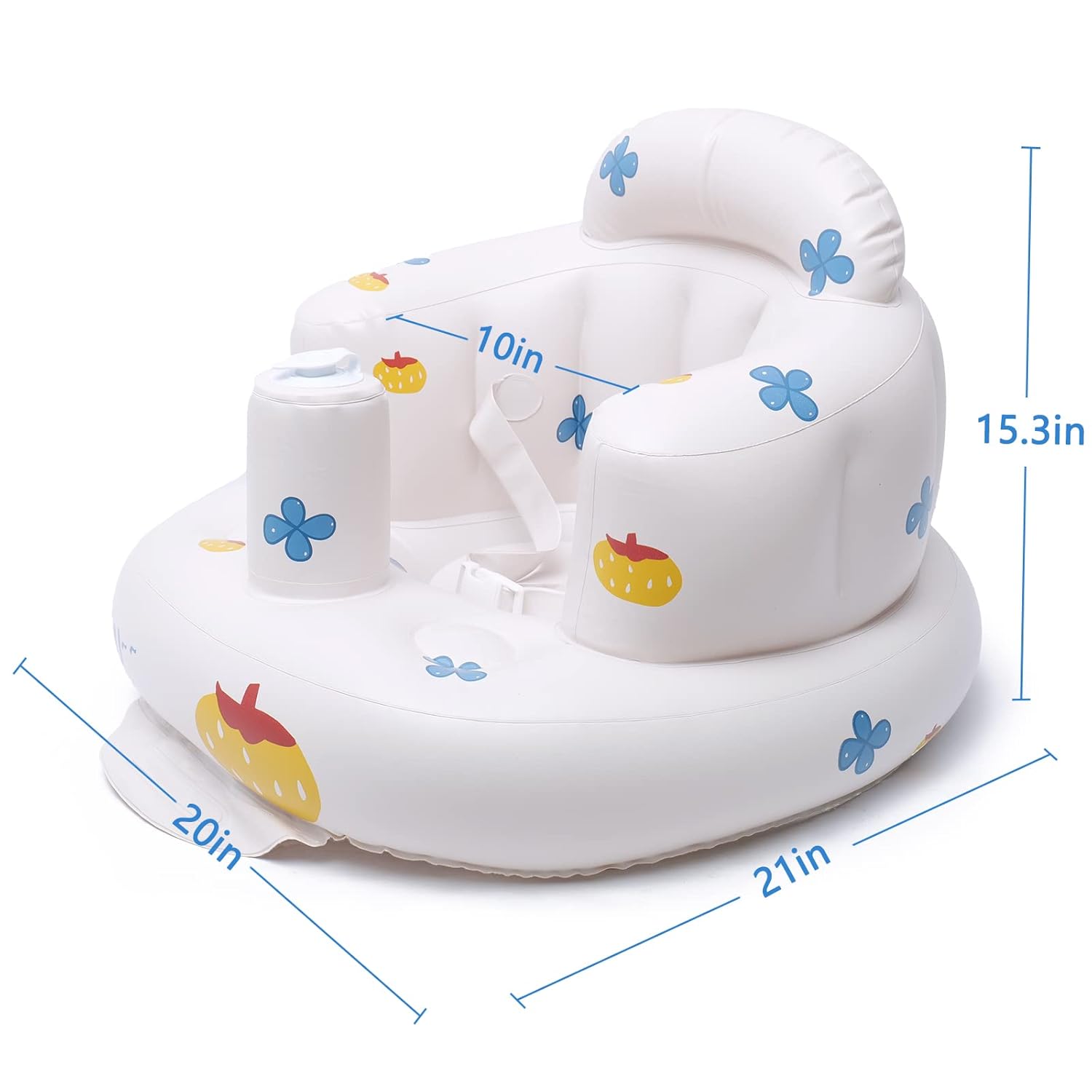 Inflatable Floor Baby Seat | Toddler Chair with Two-Point Harness, Column-Shaped Airbag Support for Babies 3-36 Months