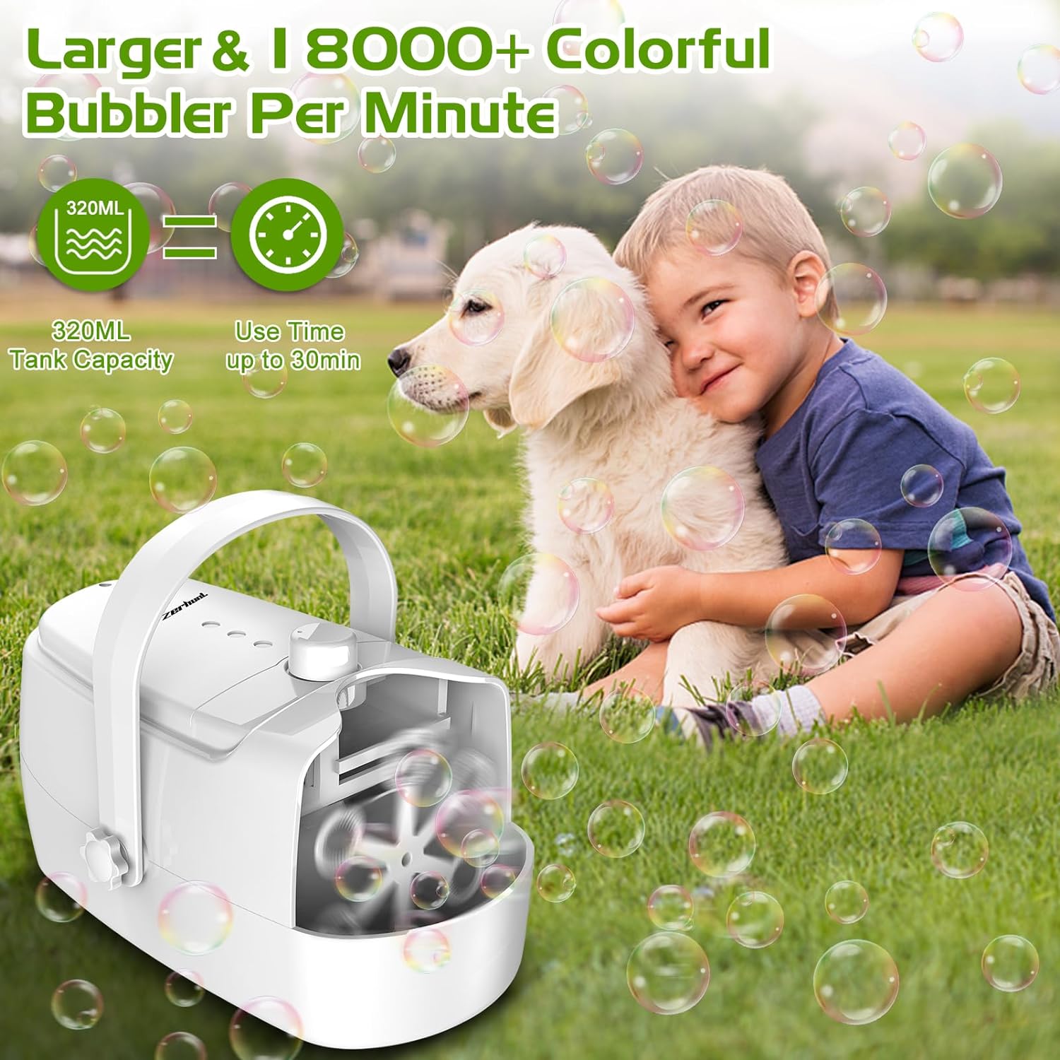 Bubble Blowing Machine & Automatic Bubble Blower, 18000+ Large Bubbles Per Minute for Children l Toys from 6 Years