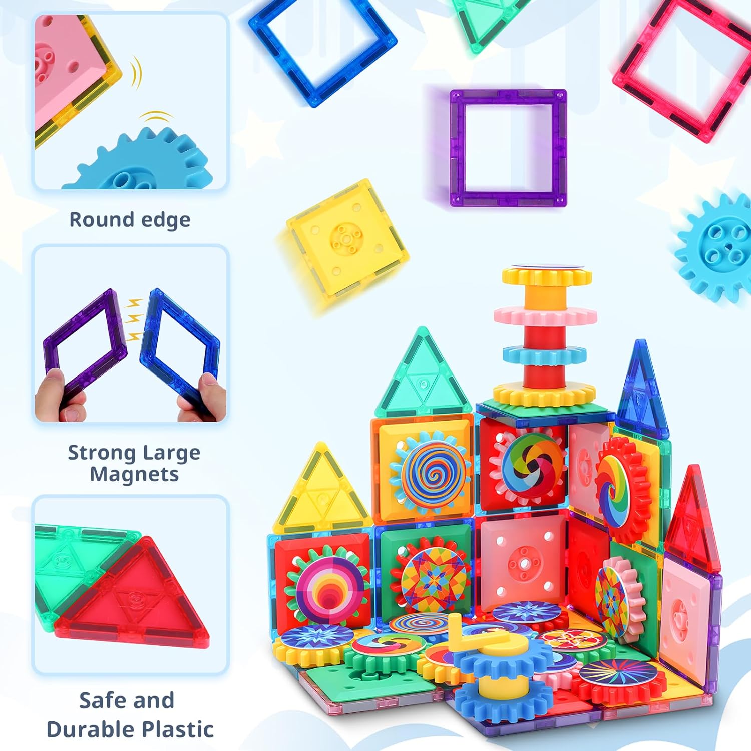 Magnetic Building Tile Set for Kids | Educational Toys for Ages 4, 5, 6 Years