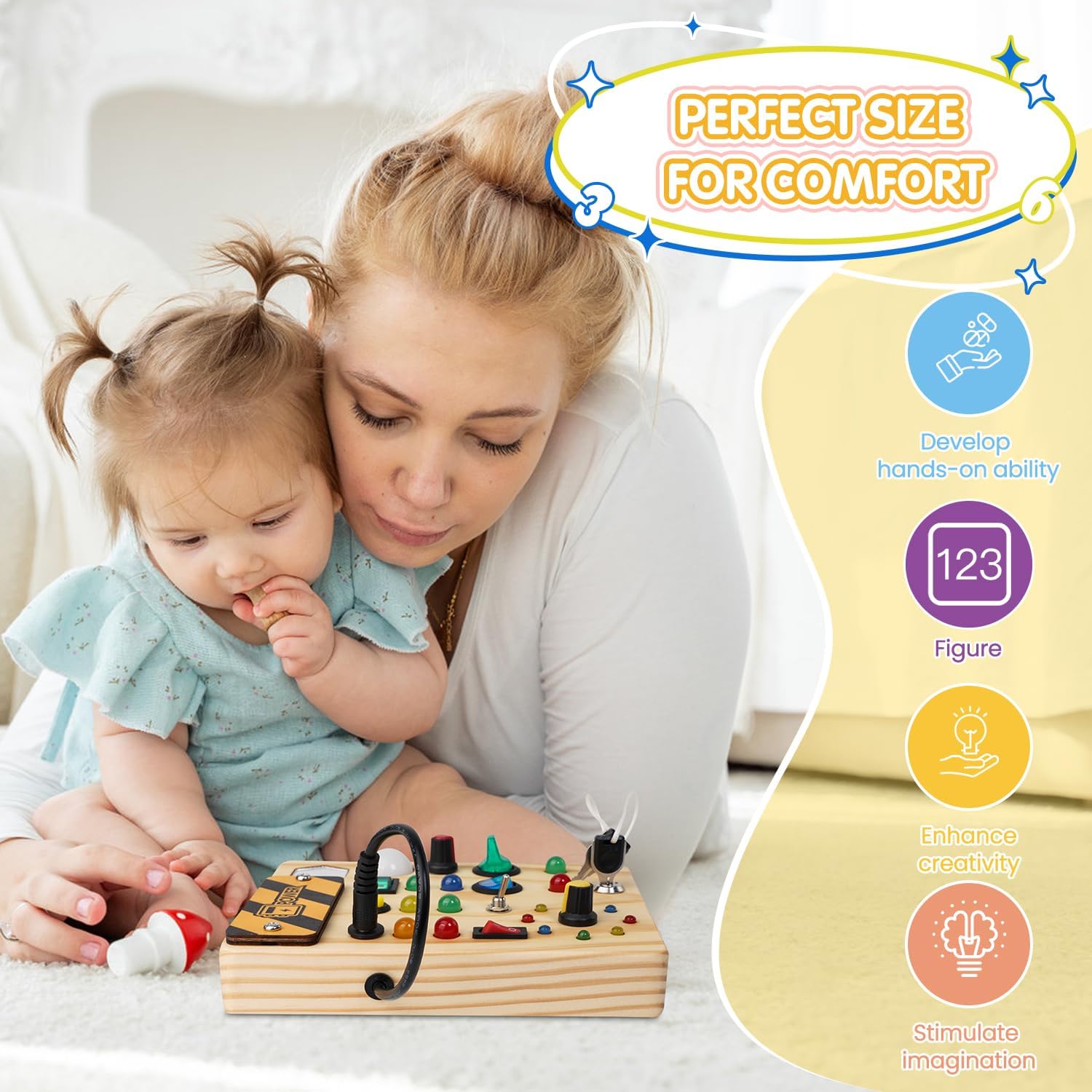 Busy board, 27 LED lights Montessori toy for children from 1 to 6 years old