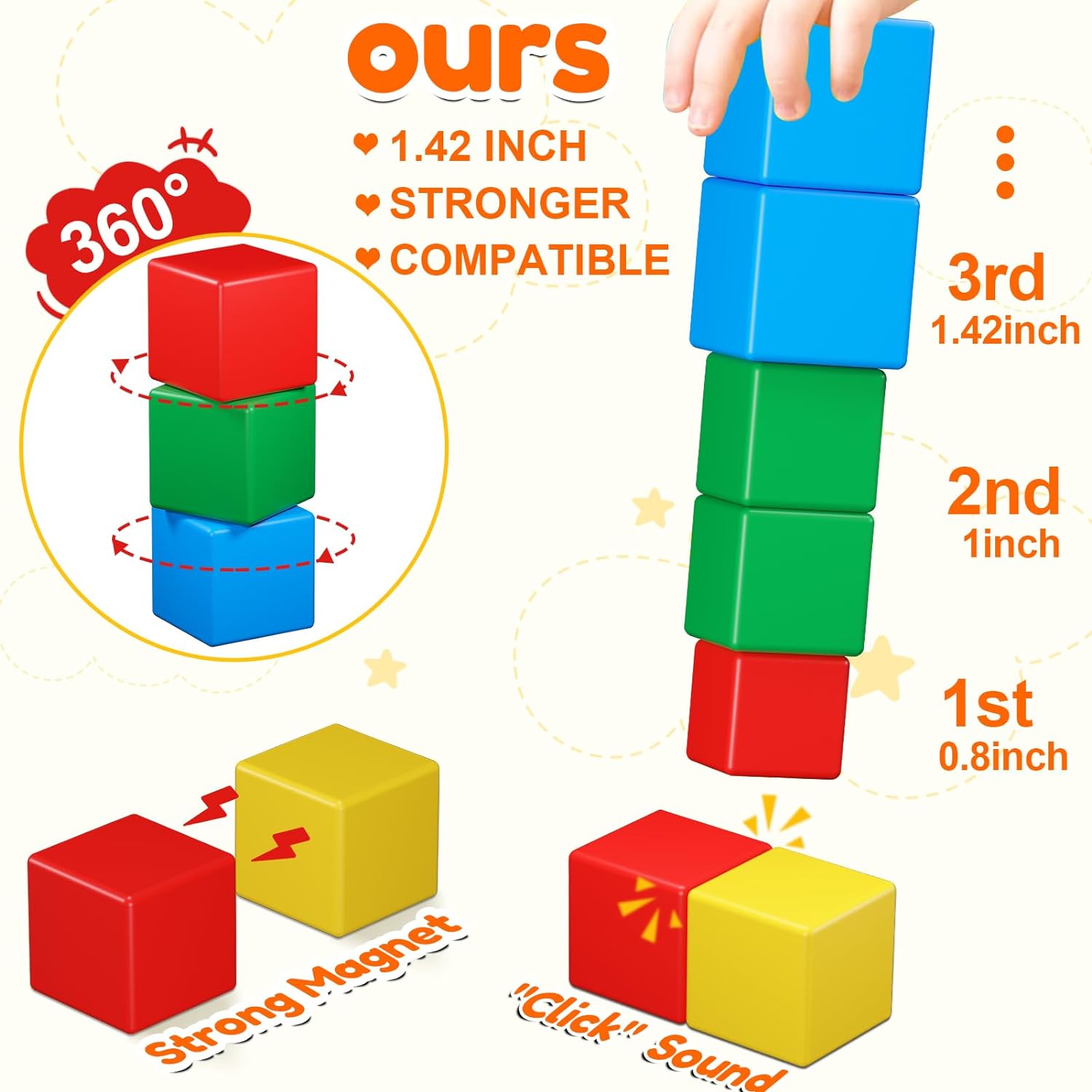 Magnetic Blocks for Preschoolers - Construction Toys for 1-Year-Olds