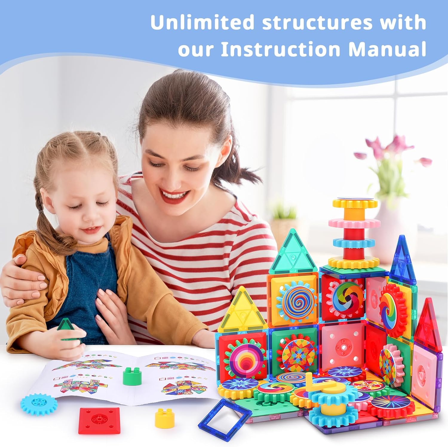 Magnetic Building Tile Set for Kids | Educational Toys for Ages 4, 5, 6 Years