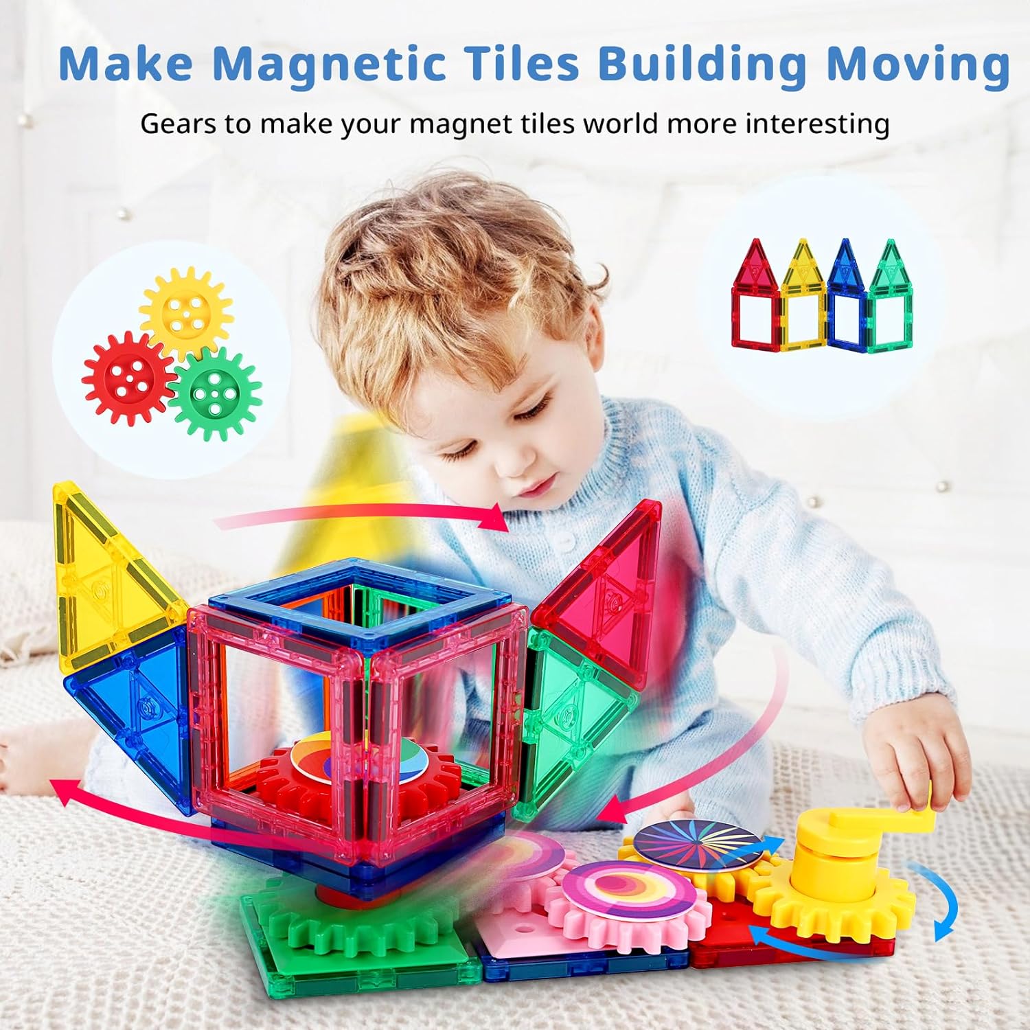 Magnetic Building Tile Set for Kids | Educational Toys for Ages 4, 5, 6 Years