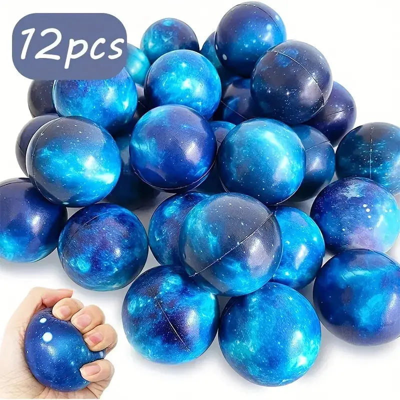 12 pieces Galaxy Stress Balls 6.35 cm l Foam Starry Sky Toy balls Toys Prince